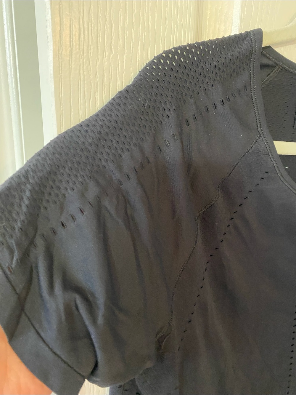 Athleta Black Perforated Short Sleeve Active Tee - Picture 4 of 4